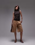 [Other Stories] & Other Stories sleeveless supersoft drape jersey top with high neck in brown M BROWN