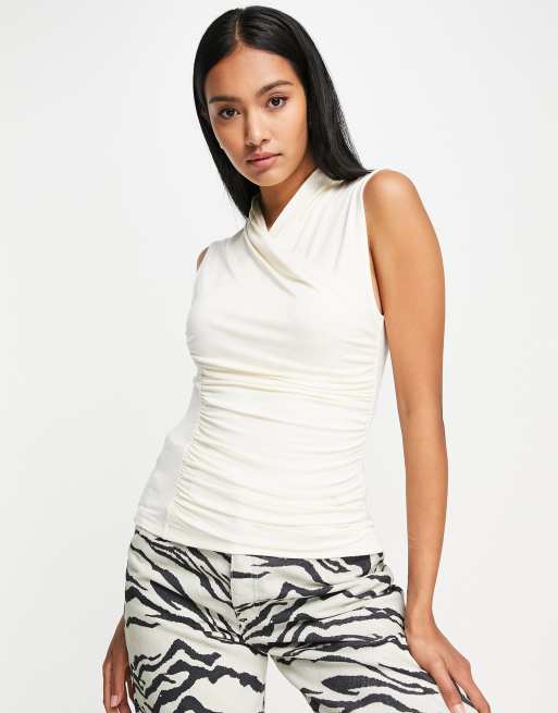 Ruched hot sale sleeveless top