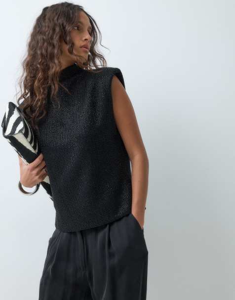 & Other Stories sleeveless turtleneck top in black - view 1
