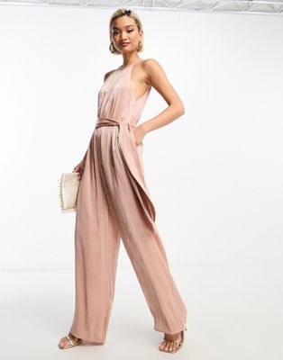 & Other Stories sleeveless wide leg jumpsuit with tie detail