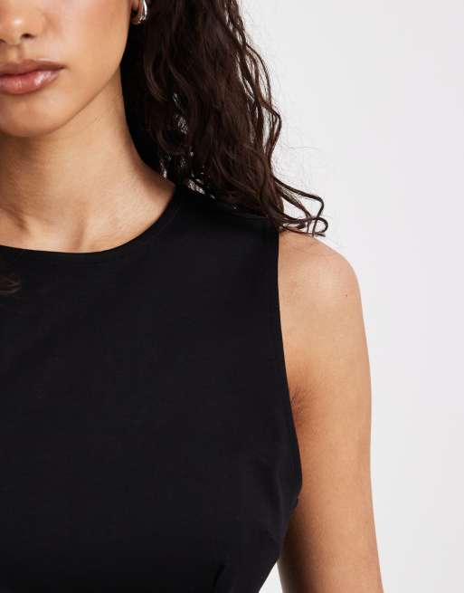 & Other Stories sleevless jersey maxi dress with back split in black, 4 of 4