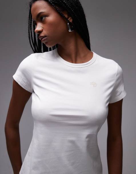 & Other Stories slim fi t-shirt in white with mini croissant embroidery - view 1