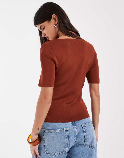 & Other Stories slim fit knit top in rust, 2 of 4
