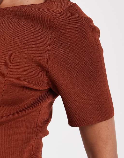 & Other Stories slim fit knitted top in rust, 4 of 4