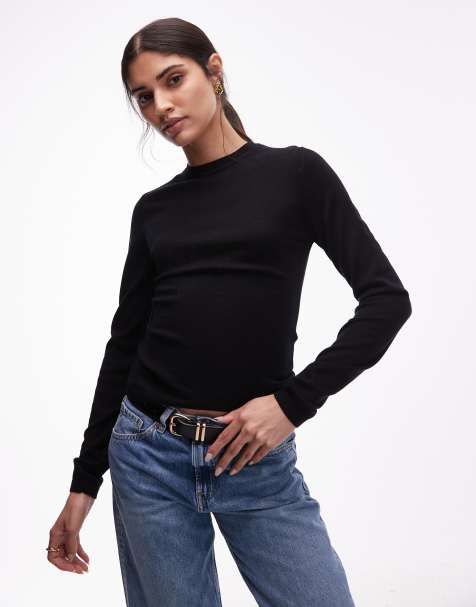 & Other Stories slim fit pure merino wool jumper in black - view 1