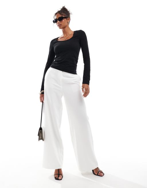 & Other Stories slim fit scoop neck long sleeve top in black, 4 of 4