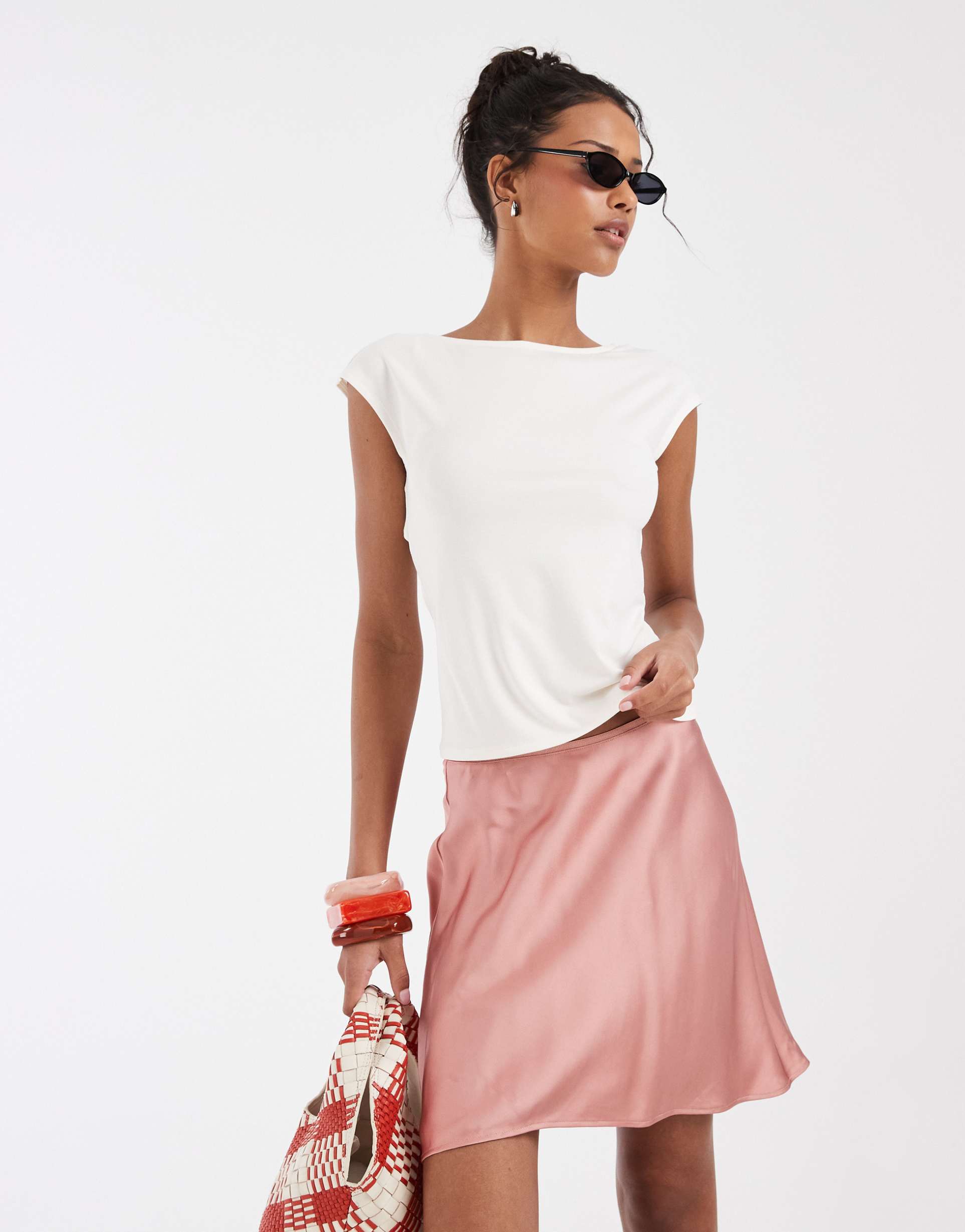 & other stories slim fit slinky top in white