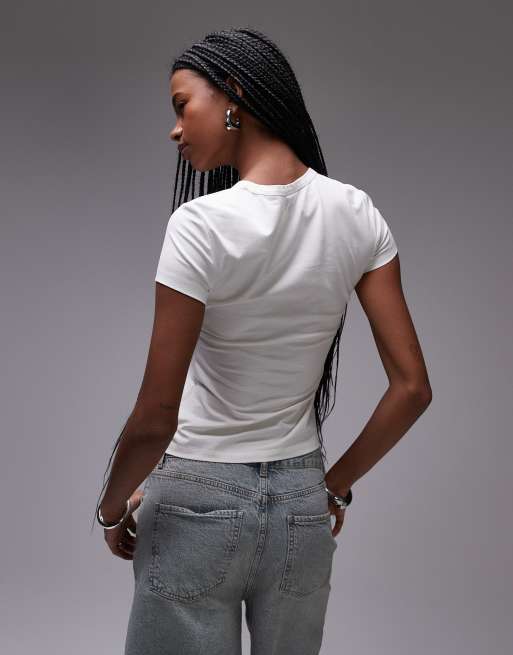 & Other Stories slim fit t-shirt in white with mini croissant embroidery, 4 of 4