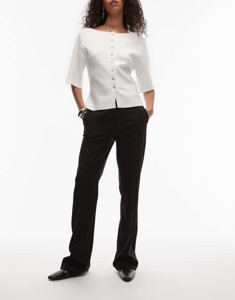 & Other Stories slim flare tailored pants in dark brown - view 1