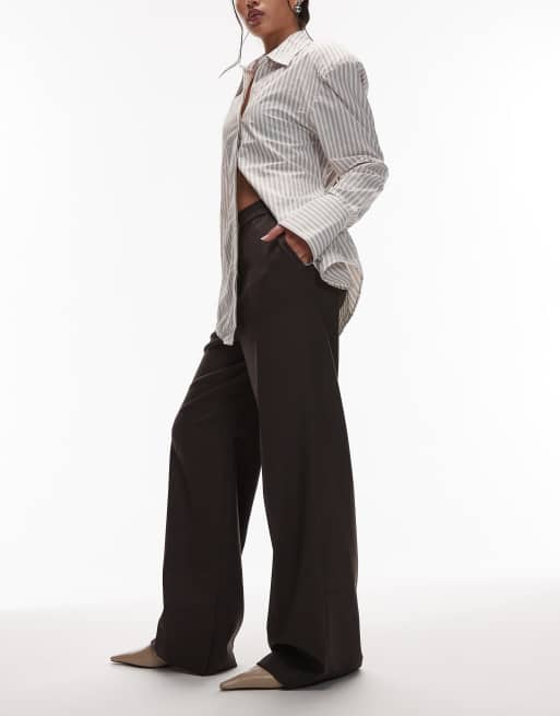 & Other Stories slim leg pants with elastic back waist in brown, 2 of 5