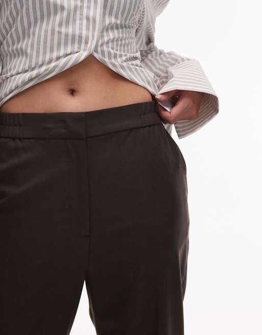 & Other Stories slim leg pants with elastic back waist in brown, 4 of 5