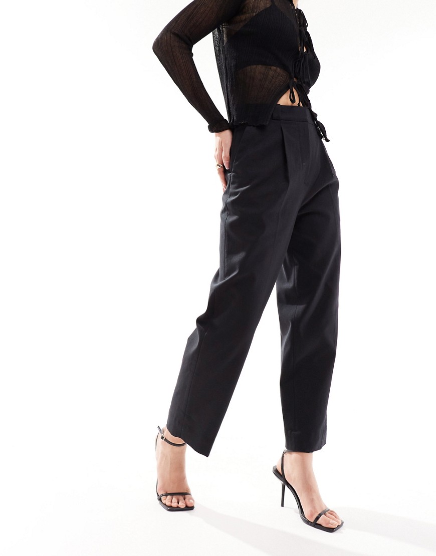 & Other Stories slim leg tailored trousers in black