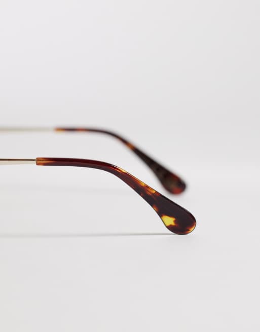 & Other Stories slim oval-frame cateye tinted lense metal frame in gold with linen pouch case, 3 of 3