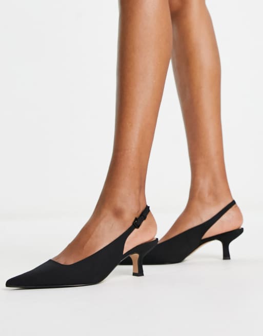 Black sling back clearance kitten heel shoes