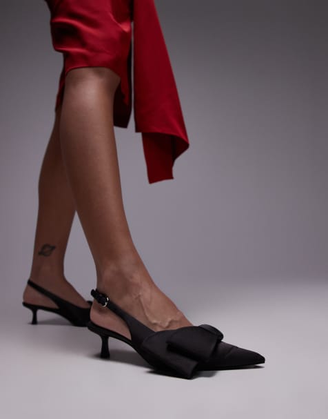 & Other Stories slingback kitten heels with diamante bow in black - view 1