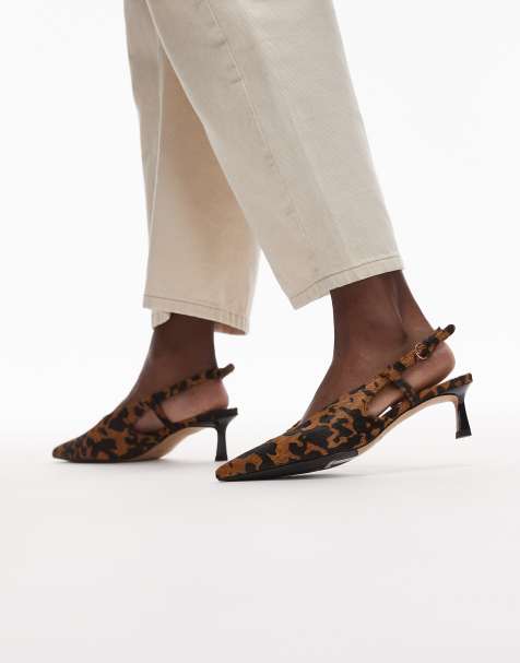 & Other Stories slingback pointed toe heels in faux cow hair cow print - view 1