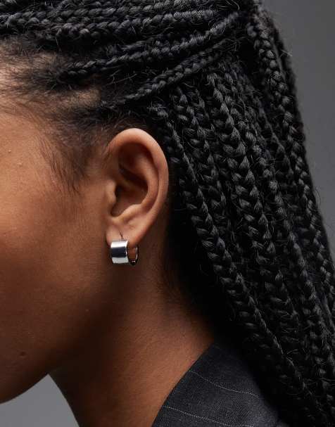 & Other Stories small chunk hoop earrings in silver - view 1