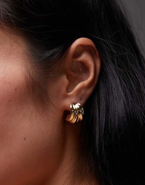 & Other Stories small curved earrings in gold - view 1