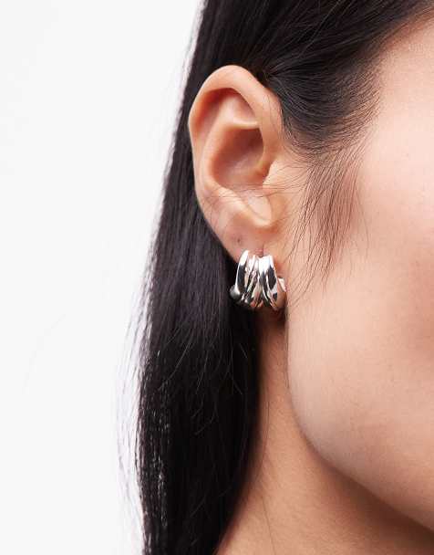& Other Stories small curved earrings in silver - view 1