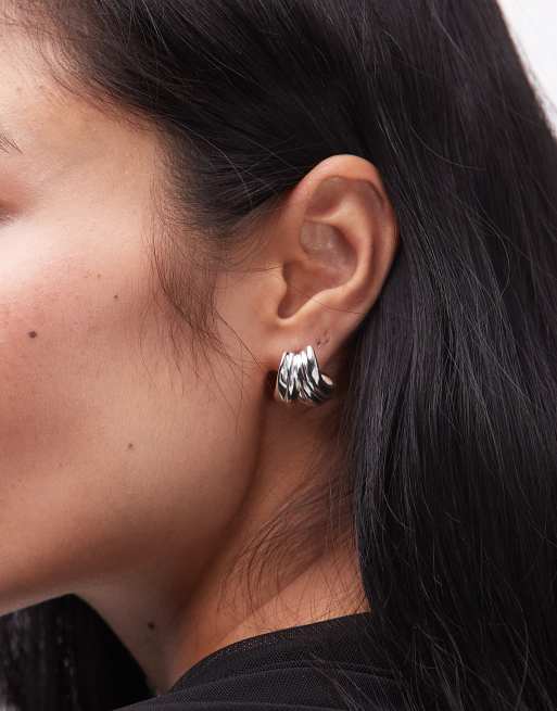 & Other Stories small curved hoop earrings in silver, 2 of 3