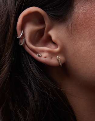 & Other Stories & Other Stories small diamante hoops with pearls in gold