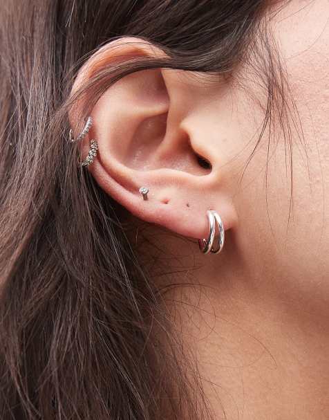 & Other Stories small double hoop earrings in silver - view 1
