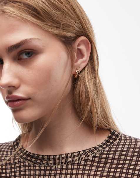 & Other Stories small double hoop wave textured earrings in gold - view 1
