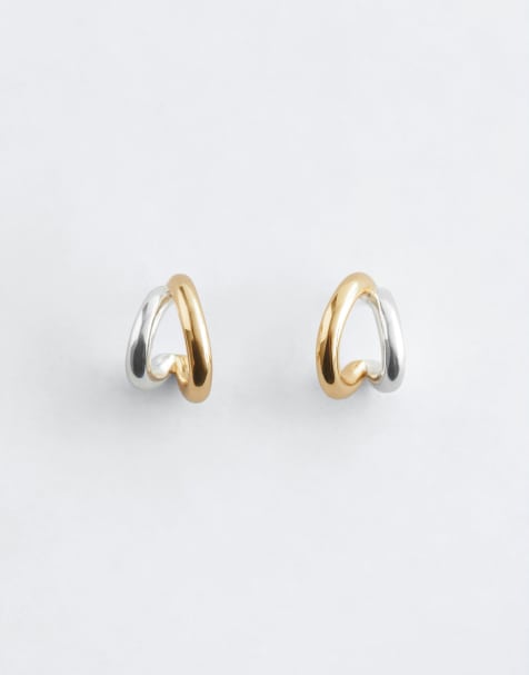 & Other Stories small hoop earrings in multi silver tone and gold tone - view 1