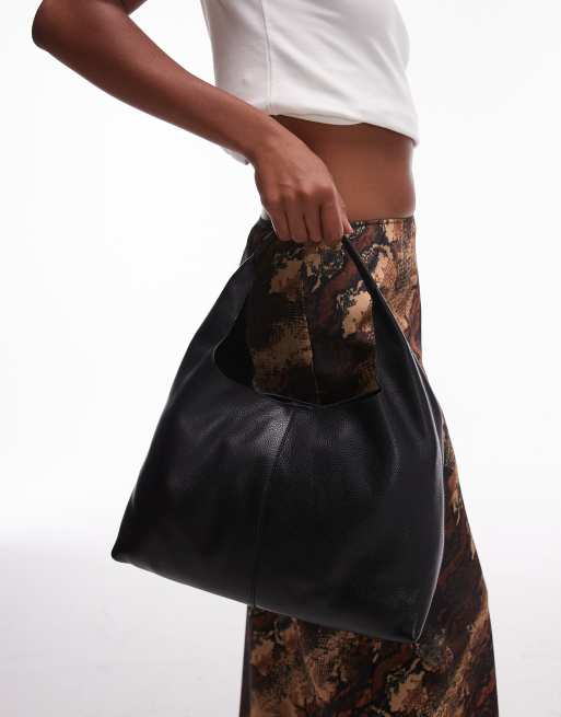 & Other Stories small leather tote bag in black