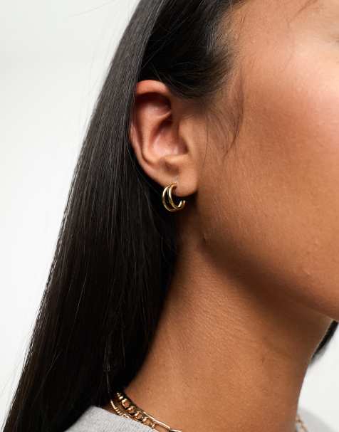 & Other Stories small square hoop earrings in gold - view 1
