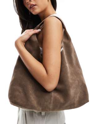 & Other Stories small suede leather tote bag in taupe