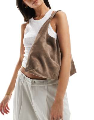 & Other Stories small suede leather tote bag in taupe