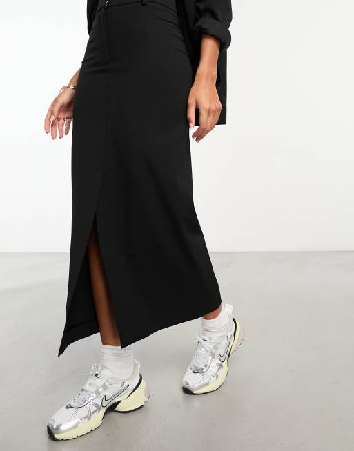 Other Stories Smalle maxi rok met stretch in zwart