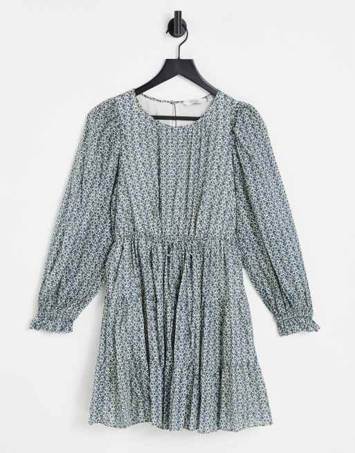 & Other Stories - Smock minikjole med blomsterprint i blå bomuld - MBLUE