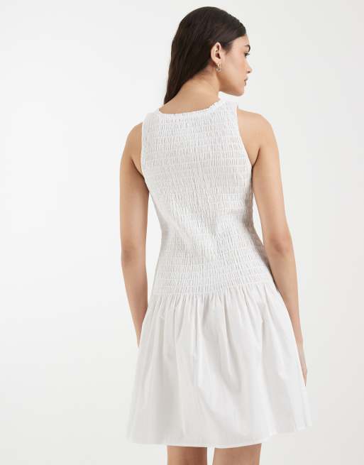 & Other Stories smocked pure cotton mini dress in white, 3 of 4