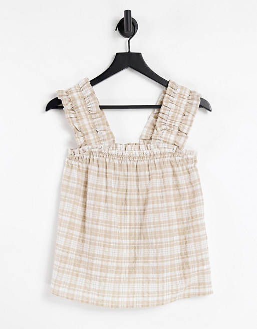 & Other Stories smocked top in check