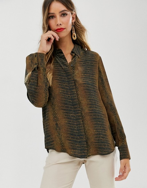 & Other Stories snake print shirt in tan
