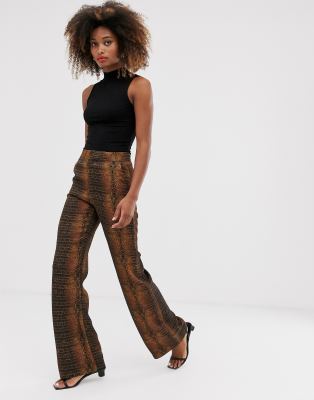 snakeskin palazzo pants