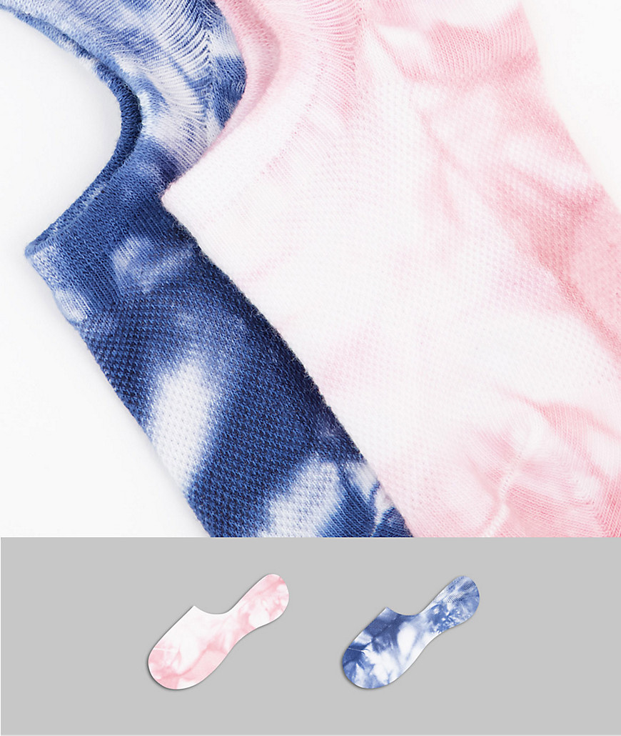 & Other Stories – Sneaker-Socken aus Bio-Baumwolle in Rosa und Marineblau mit Batikmuster im 2er-Pack-Mehrfarbig