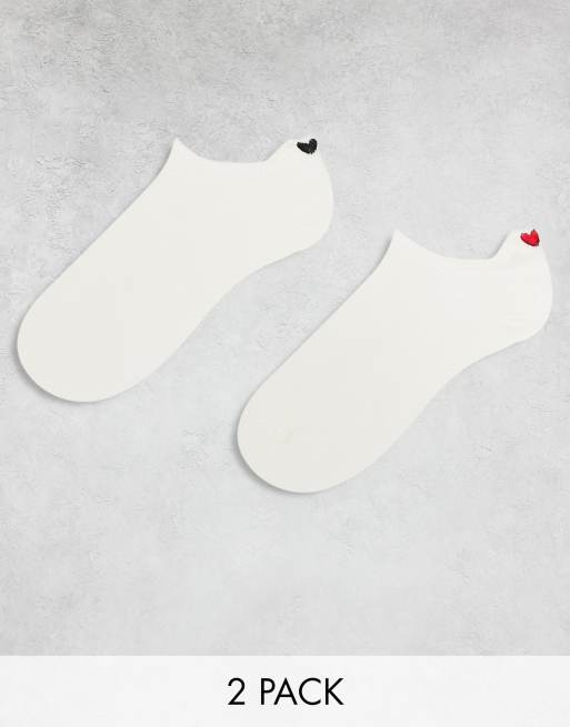 & Other Stories – Söckchen in Weiß im 2er-Pack mit Herzstickerei