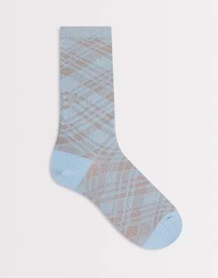 & Other Stories socks in blue plaid print 