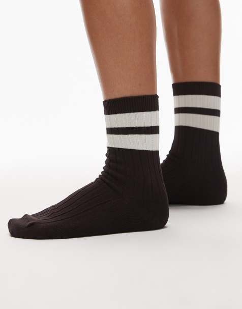 & Other Stories socks in brown with white contrast cuff - view 1