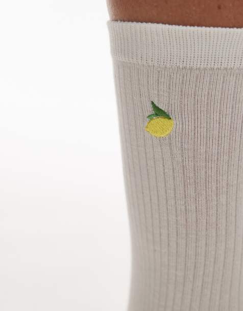 & Other Stories socks in white with lemon applique - view 1