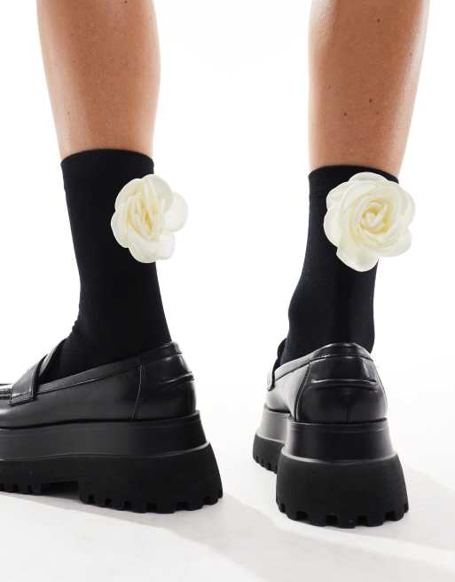& Other Stories socks with corsage in black