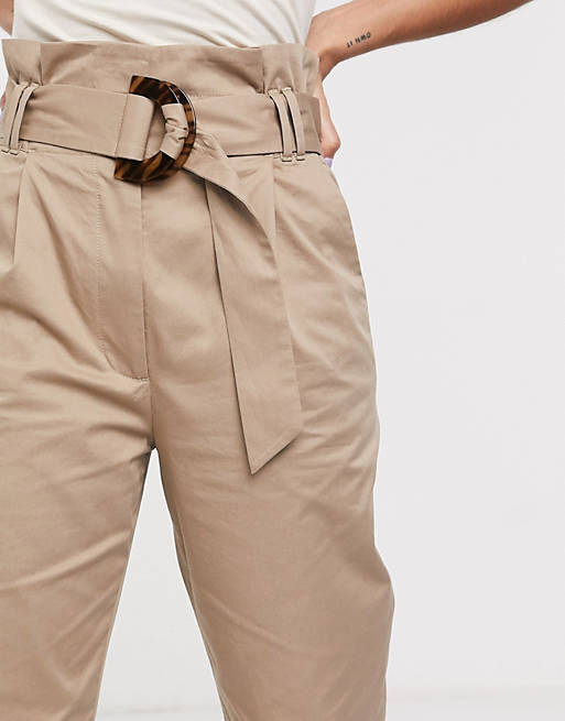  & Other Stories soft belted tapered trousers in nougat 
