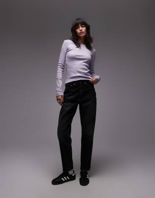& Other Stories Soft Jersey Ribbed Long Sleeve Top In Purple