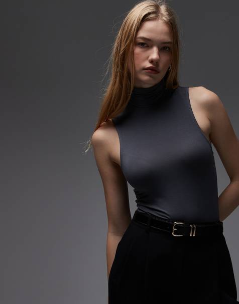 & Other Stories soft sleeveless turtle neck top in grey - view 1