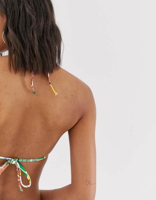 & Other Stories soft triangle bikini top in tropical print, 2 of 4