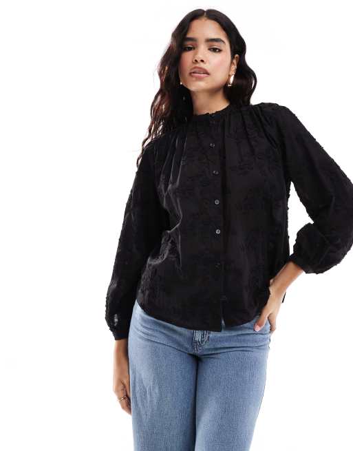 & Other Stories - Sort bluse med blomsterbroderier
