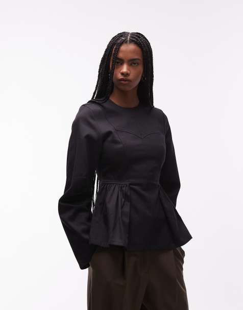 & Other Stories - Sort langærmet overdel med peplum-kant - view 1